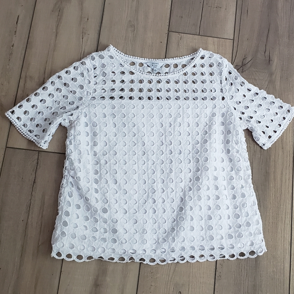 Crown & Ivy Anthro eyelet white top PM